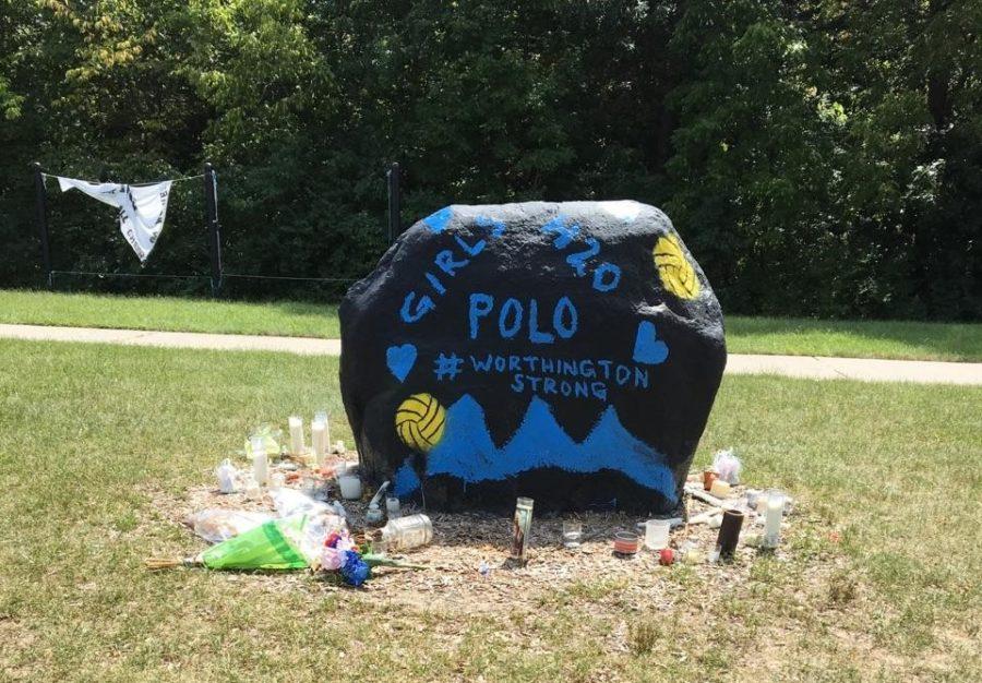 Kilbournes spirit rock has been painted in honor of the schools Girls Water Polo team.