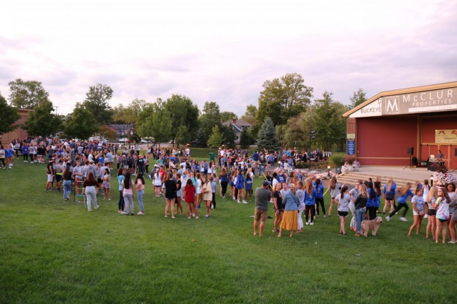 The bonfire at the Powell amphitheater on Wednesday.  