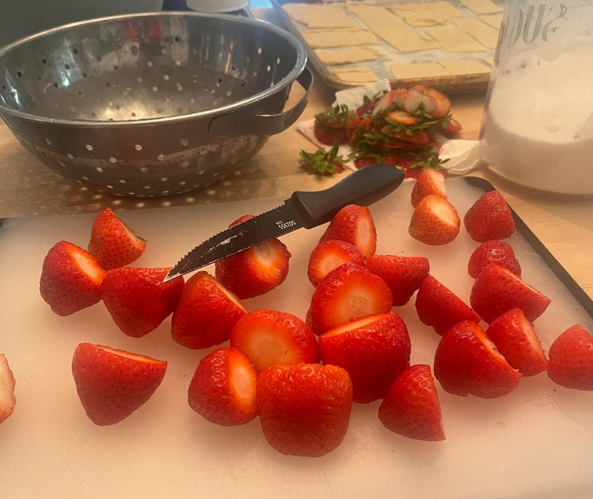 Step 2: Cut Strawberries, dice if wanted