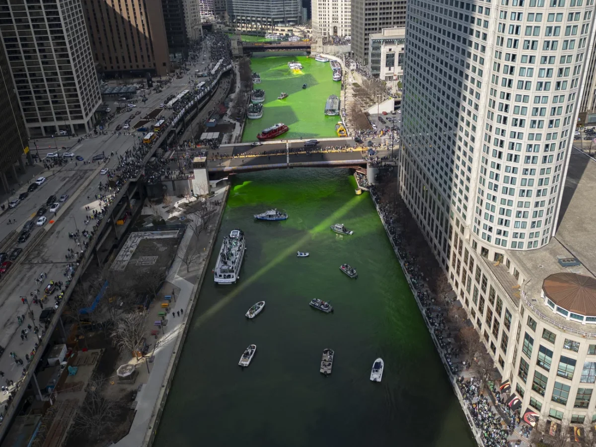 Chicago River dyed green in 2024 (AP Photos).