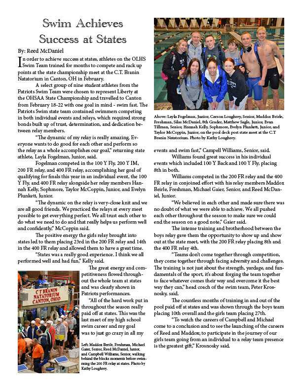 Swim Achieves Success at States