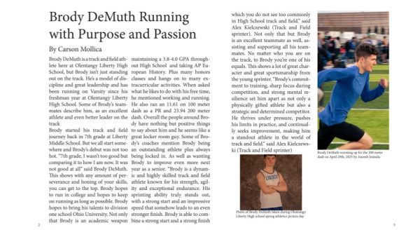 Navigation to Story: Brody DeMuth Running with Purpose and Passion