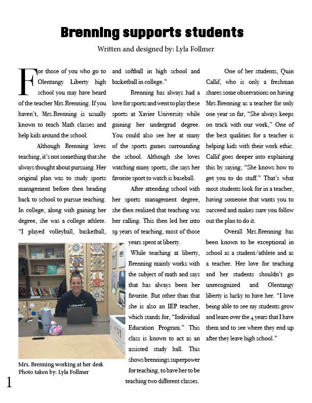 Brenning supports students